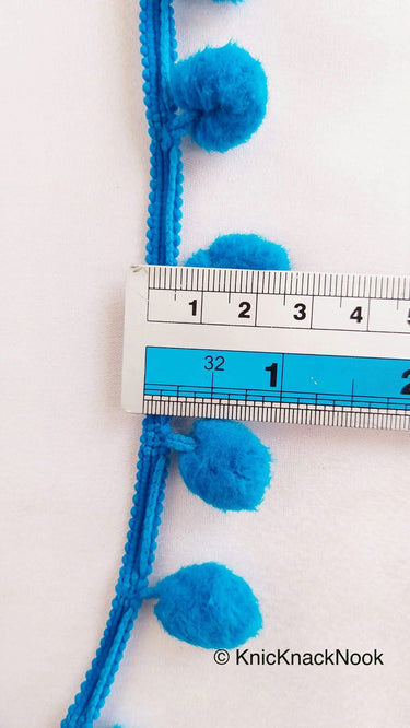 Blue Pom Pom Fringe Trim, Pompom Trimming, Tassels